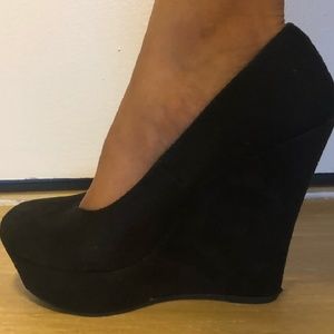 Black Suede Wedges by Brash
